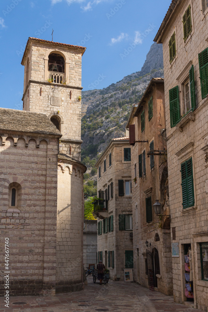 View of the Church of St. Mary in the Old Town of Kotor . Montenegro 