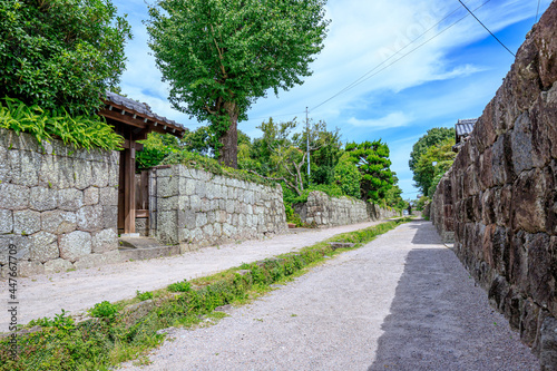 夏の武家屋敷通り　長崎県島原市　Bukeyashiki Street in summer Nagasaki-ken Shimabara city photo