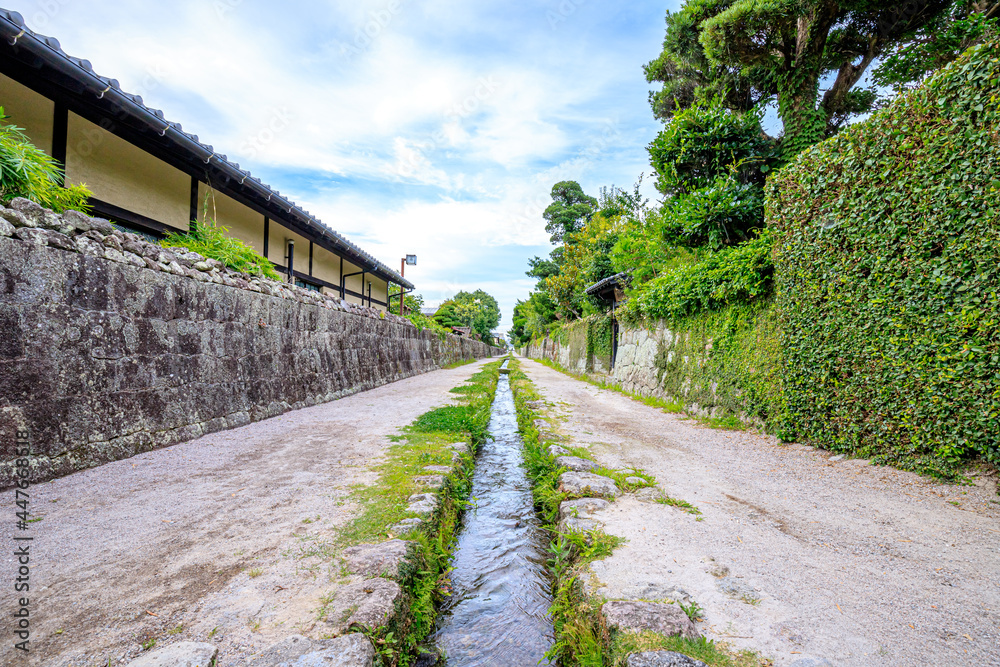 夏の武家屋敷通り　長崎県島原市　Bukeyashiki Street in summer Nagasaki-ken Shimabara city