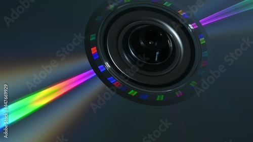 DVD disk rotating gleaming colorful rainbow