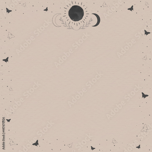 Blank floral and astronomical frame mockup vector