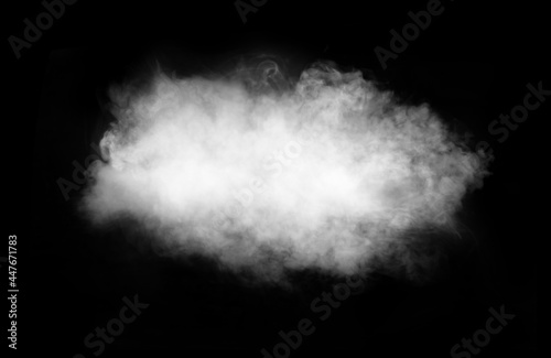 White cloud on a black background. White cloud and smoke isolate. Layout for design.