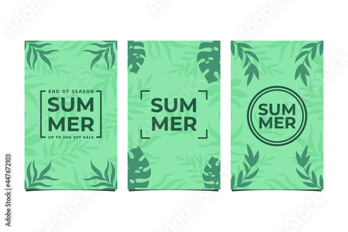 set of summer background or poster design template. summer sale promo background.