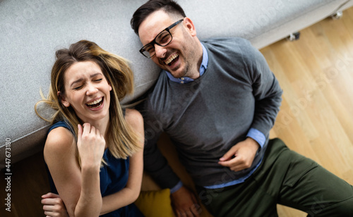 Happy couple in love spending time together and having fun