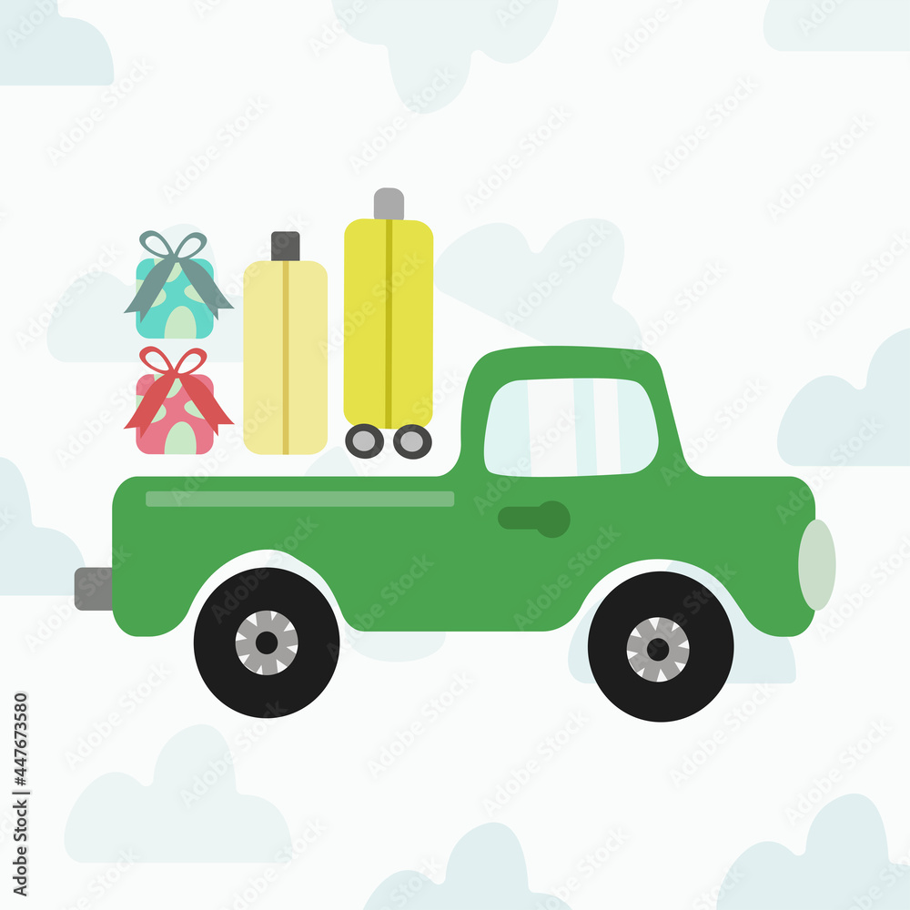 Fototapeta premium Cute car vector illustration. Cartoon style collection for cute stickers, nursery, kids room design and poster