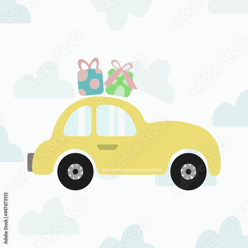 Cute car vector illustration. Cartoon style collection for cute stickers, nursery, kids room design and poster