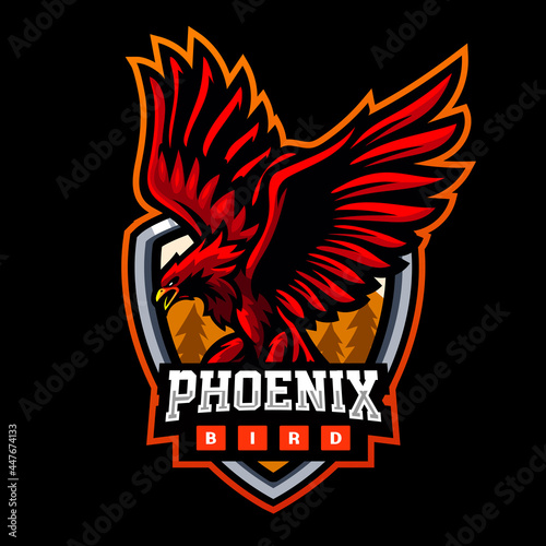 Phoenix bird mascot. esport logo design