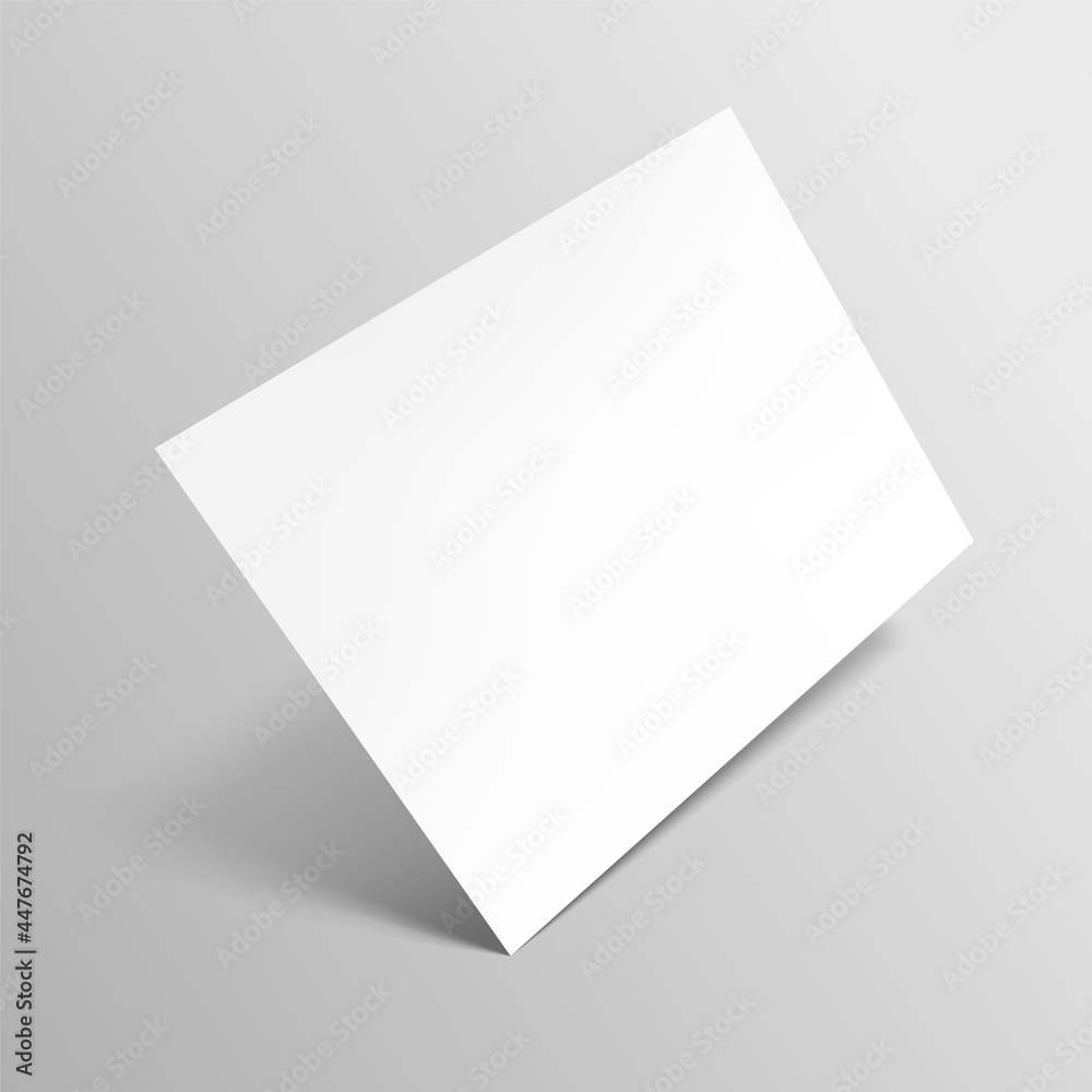 Empty horizontal empty paper sheet. A4 format paper with shadows on gray background. Magazine, booklet, postcard, flyer, business card or brochure mockup. Vector Illustration EPS10. Empty horizontal empty paper sheet. A4 format paper with shadows on gray background. Magazine, booklet, postcard, flyer, business card or brochure mockup. Vector Illustration EPS10.