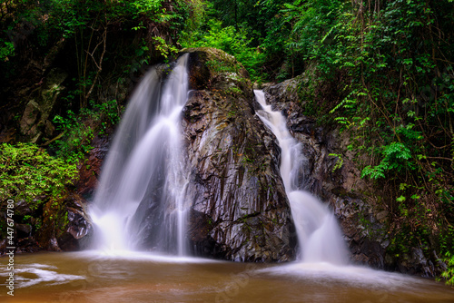 Leva or Rak Jung Na mon Waterfall at Ban Na mon in Wiang Haeng District  Chiang Mai  Thailand.