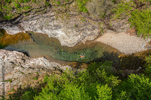 Top view on Malzac river on the GR 70  Robert Louis Stevenson Trail  Cassagnas  Cevennes  France