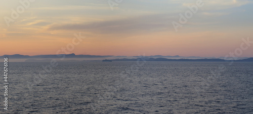 Sunrise over Corsica seen from the ferry