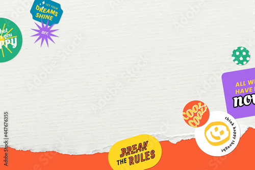 Vector word sticker corner border paper texture