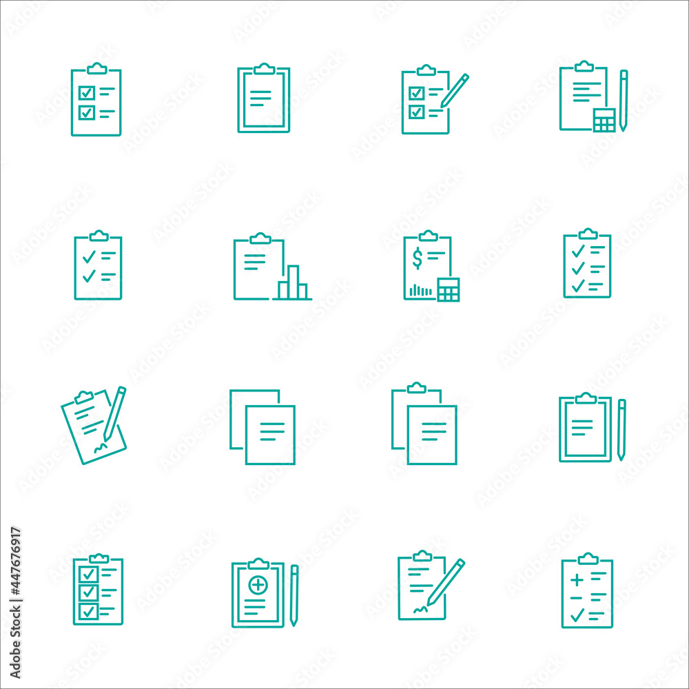 Simple Set of Clipboard Related Vector Line Icons. Contains such Icons as Contact, Checklist, Petition and more. Editable Stroke. Simple Set of Clipboard Related Vector Line Icons. Contains such Icons as Contact, Checklist, Petition and more. Editable Stroke.