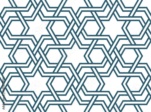 Traditional geometric moroccan seamless pattern for interior decoration or Ramadan greeting card design. Vector illustration