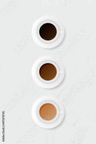 Coffee cup on white marble background template vector