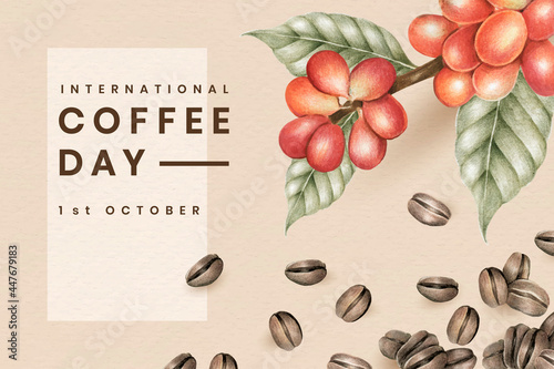 International coffee day card design vector