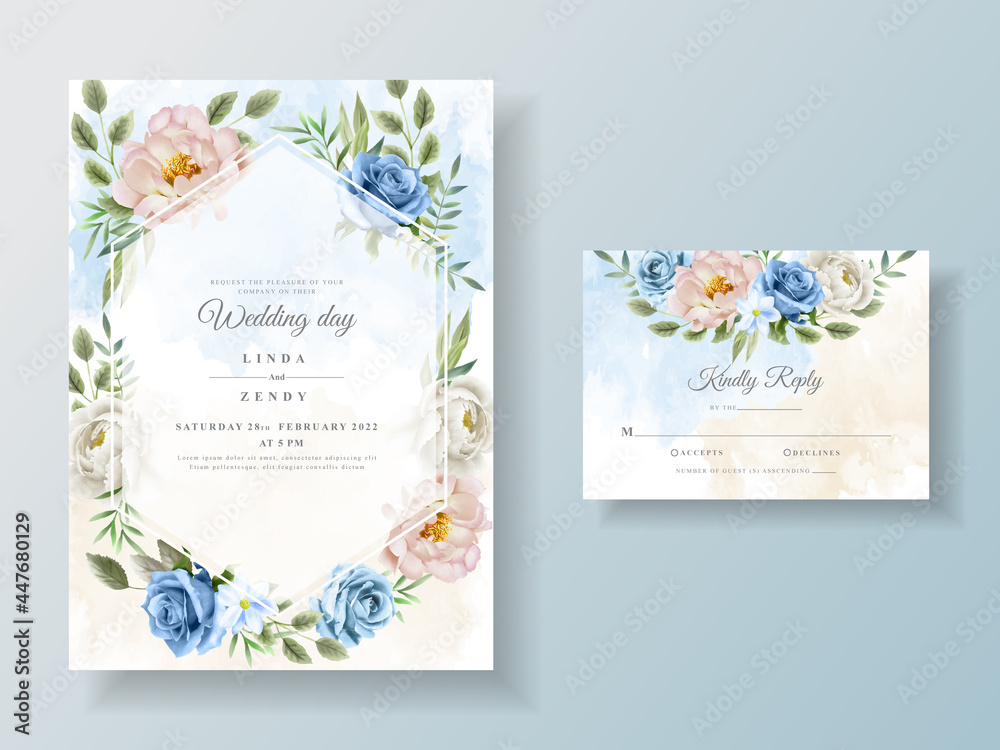 Flower painting themed wedding invitation