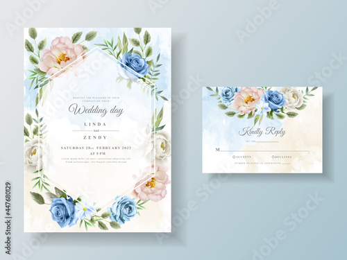 Flower painting themed wedding invitation