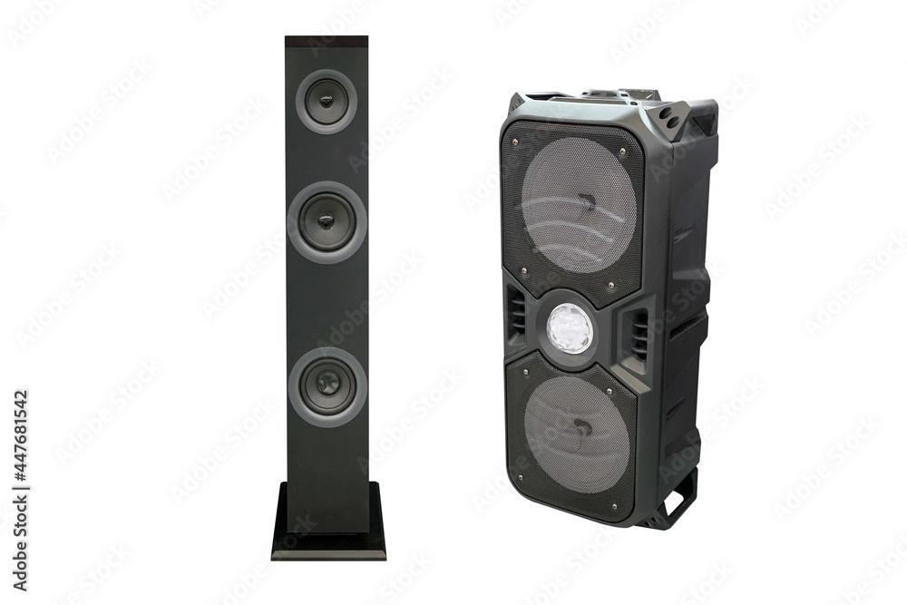 Fototapeta premium black audio loudspeaker isolated on white background