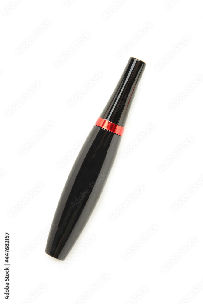 Black mascara isolated on white background. Top view Black mascara isolated on white background. Top view