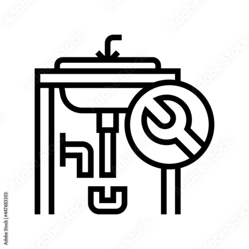 sink repair line icon vector. sink repair sign. isolated contour symbol black illustration