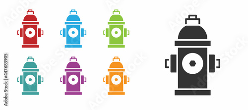 Black Fire hydrant icon isolated on white background. Set icons colorful. Vector