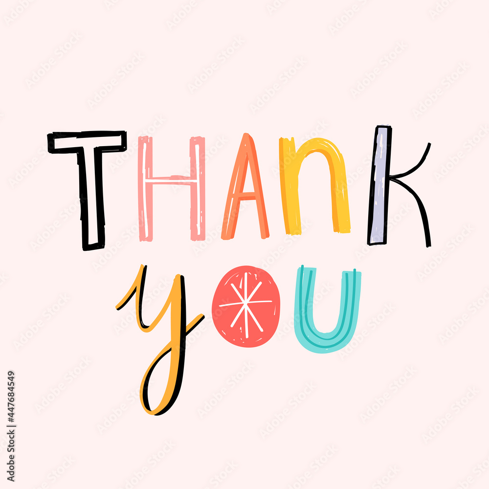 Thank you word doodle typography lettering vector Stock Vector | Adobe ...