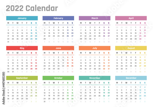 calendar for 2022 starts monday  vector calendar design 2022 year
