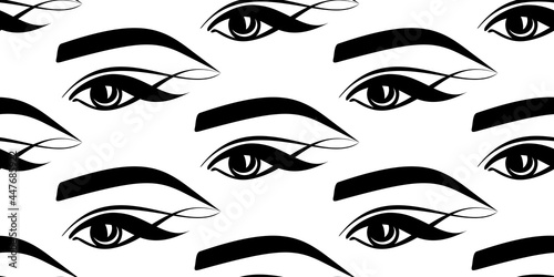 eyelashes eyes eyebrows seamless pattern vector