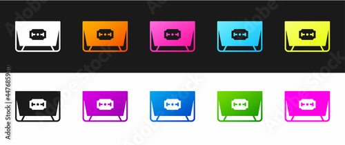 Set Blade razor icon isolated on black and white background. Vector