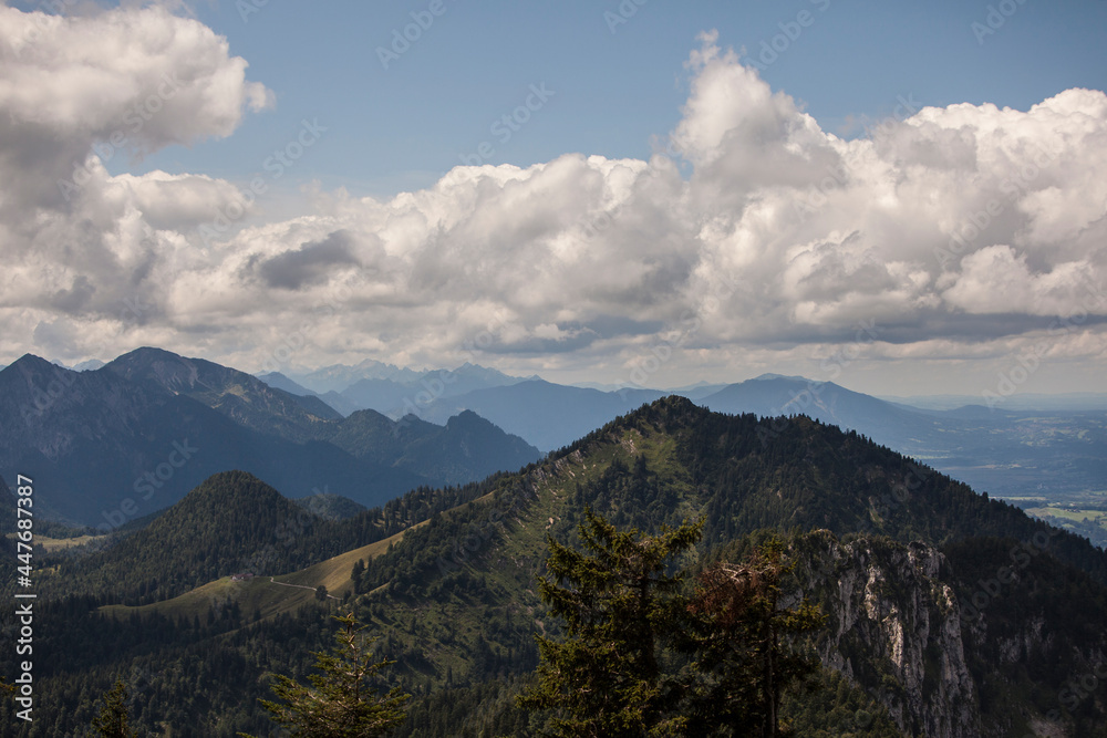 Naklejka premium Panorama view from Benediktenwand mountain in Bavaria, Germany