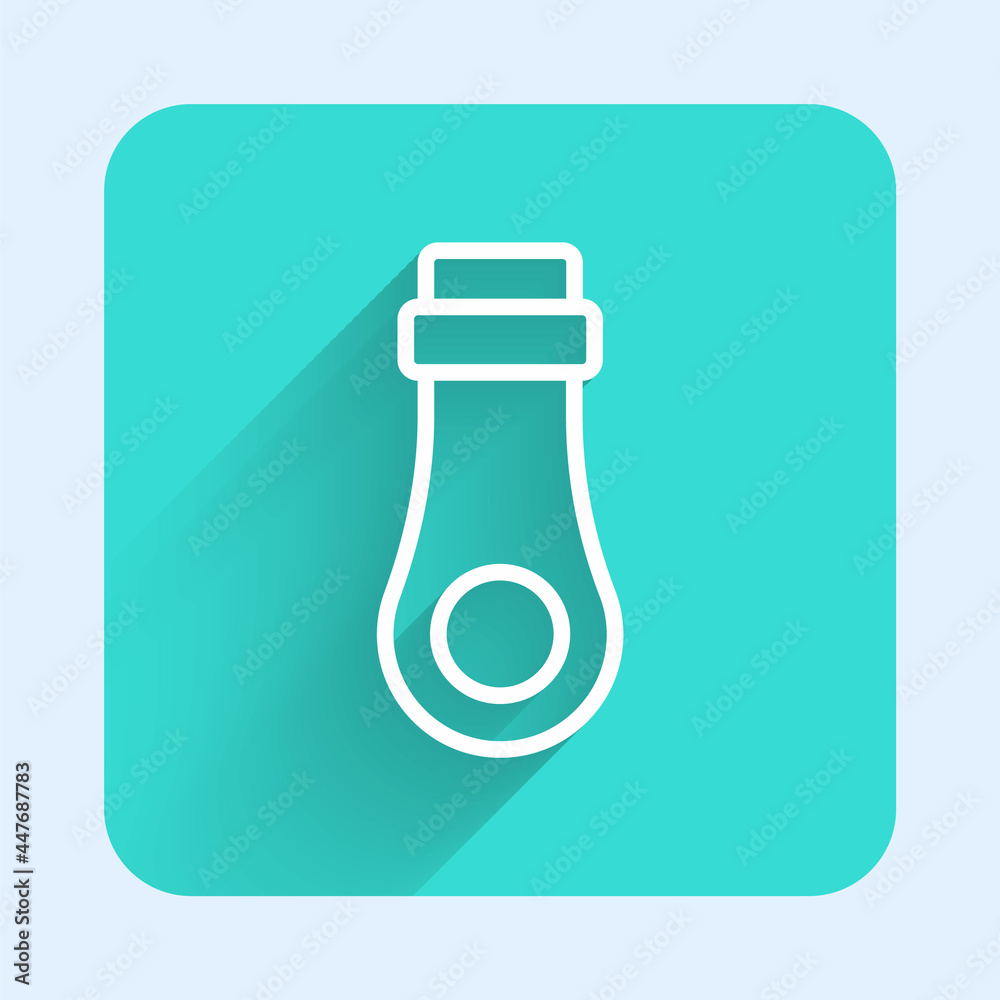 Fototapeta premium White line Zipper icon isolated with long shadow. Green square button. Vector