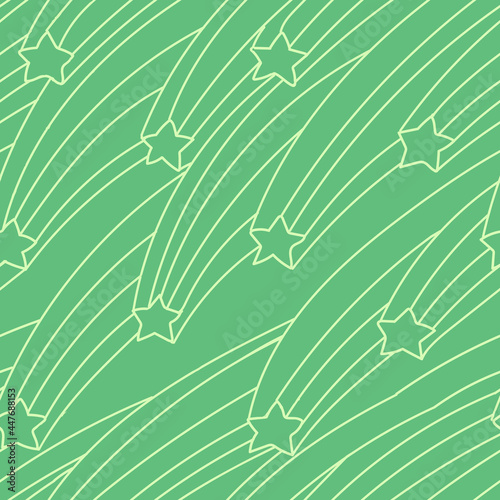 seamless pattern depicting starfall with lines in doodle style. suitable for printing wrapping paper, clothing, for decorating web pages