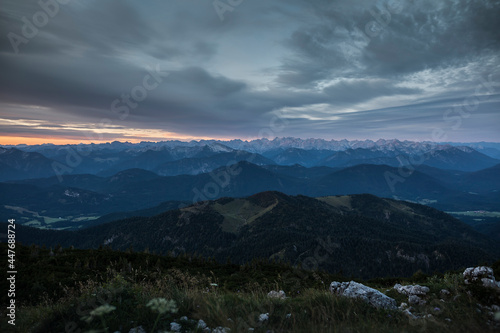 Sunrise panorama view at Benediktenwand mountain, Bavaria, Germany © BirgitKorber
