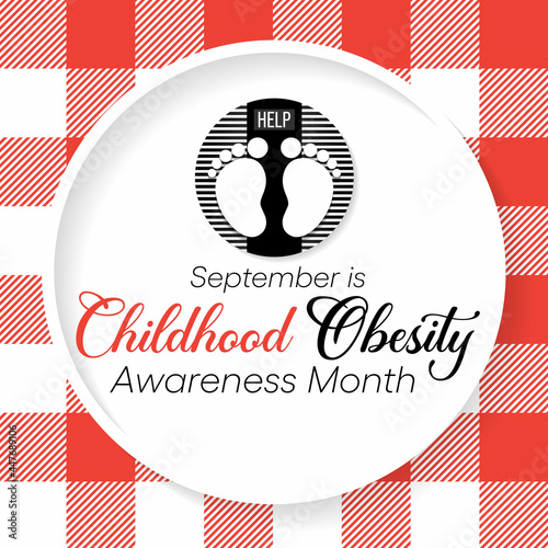 National Childhood Obesity awareness month is observed every year in September to promote healthy growth in children and prevent obesity. Vector illustration