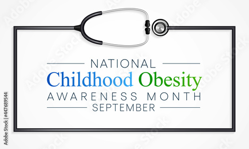 National Childhood Obesity awareness month is observed every year in September to promote healthy growth in children and prevent obesity. Vector illustration