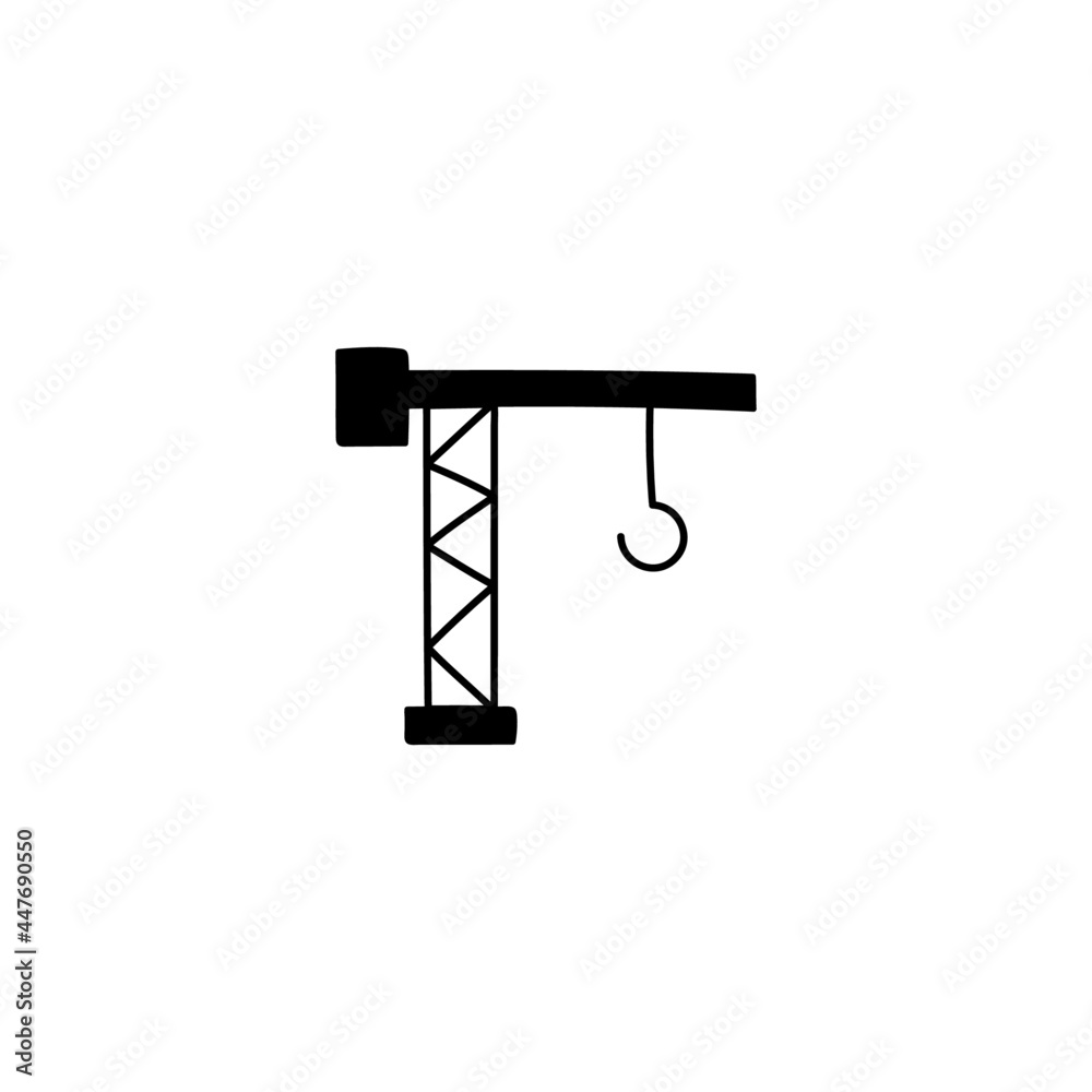 Construction crane machine icon in solid black flat shape glyph icon, isolated on white background Construction crane machine icon in solid black flat shape glyph icon, isolated on white background