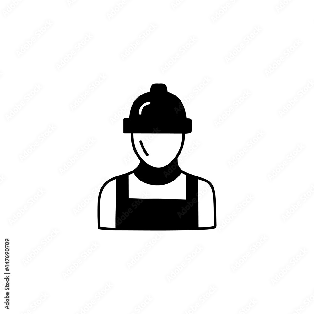 Construction engineer worker icon in solid black flat shape glyph icon, isolated on white background Construction engineer worker icon in solid black flat shape glyph icon, isolated on white background