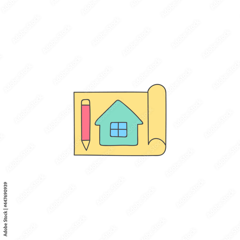 Architecture blueprint construction icon in color icon, isolated on white background Architecture blueprint construction icon in color icon, isolated on white background