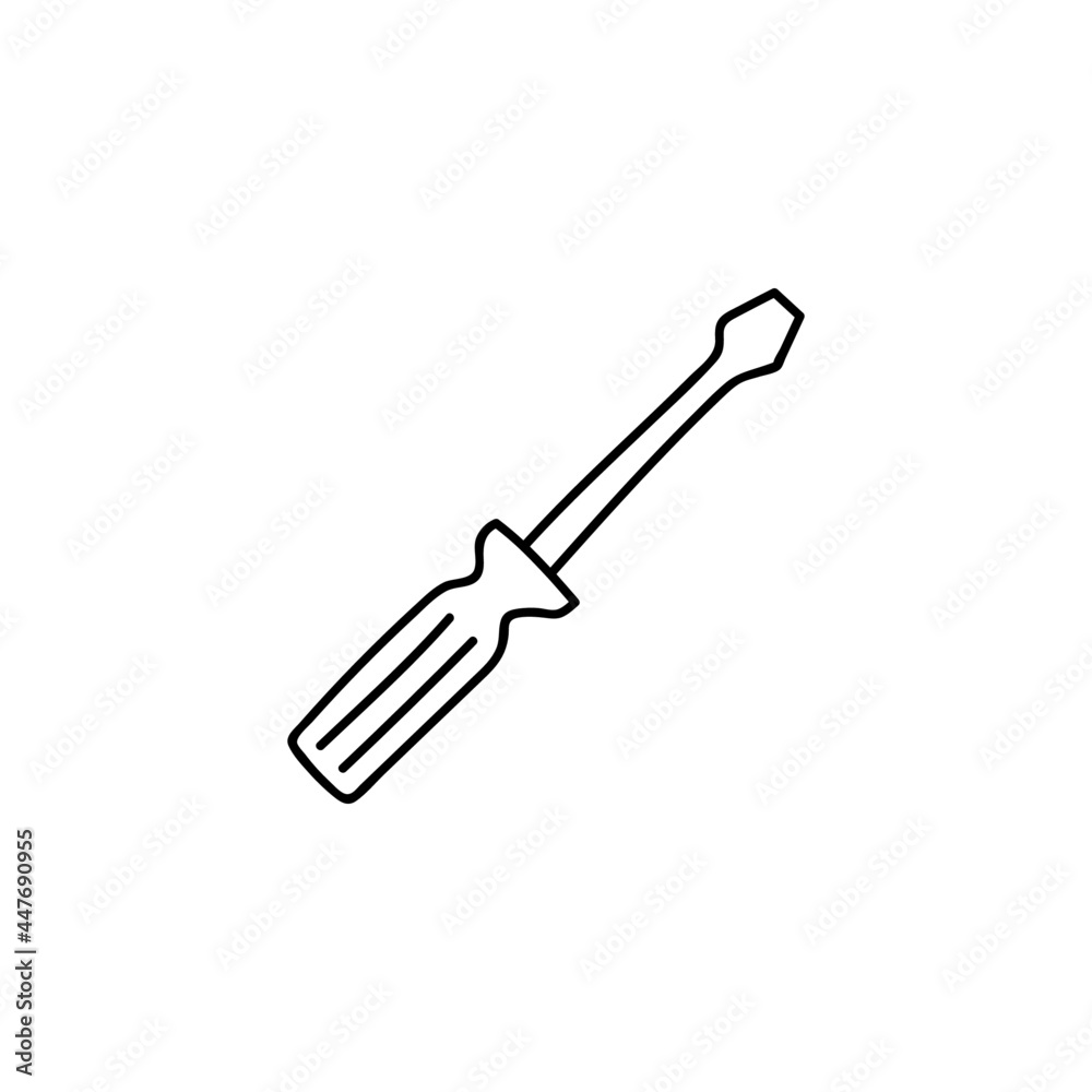 screwdriver icon in flat black line style, isolated on white background screwdriver icon in flat black line style, isolated on white background