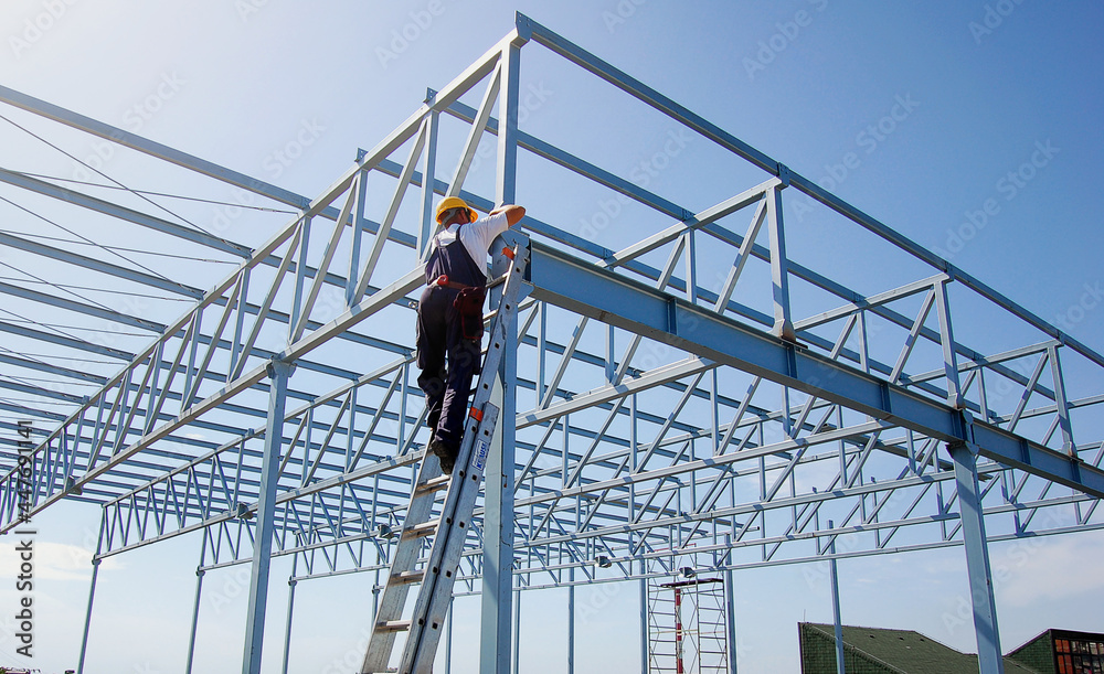 Iron Worker on Constructions Site Reconstruction