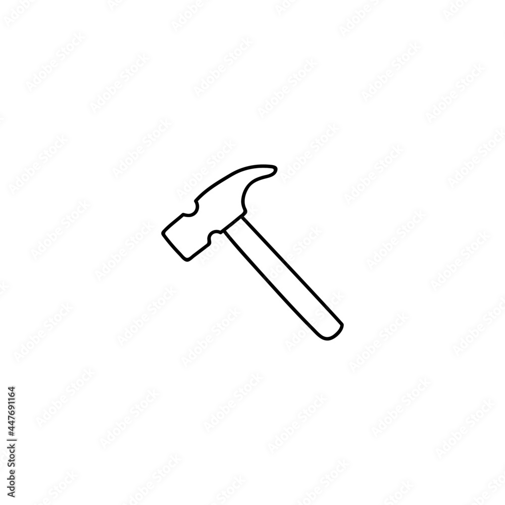 Hammer icon in flat black line style, isolated on white background Hammer icon in flat black line style, isolated on white background