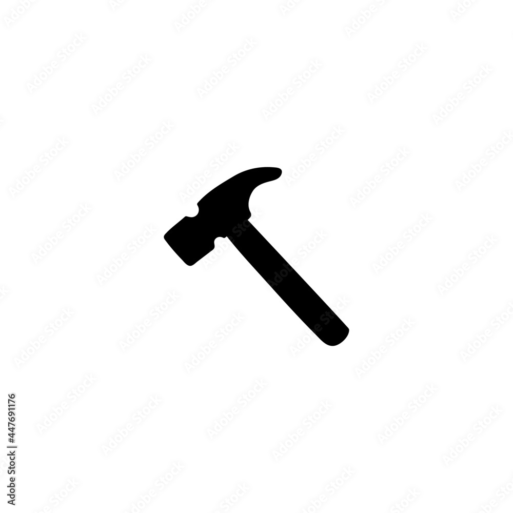 Hammer icon in solid black flat shape glyph icon, isolated on white background Hammer icon in solid black flat shape glyph icon, isolated on white background