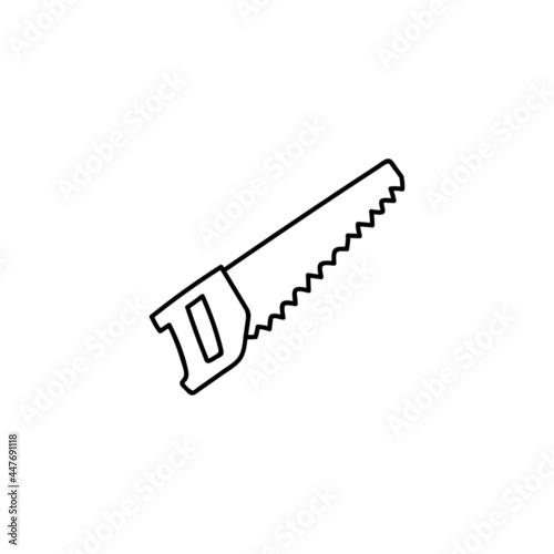 Blade, carpentry construction saw tool icon in flat black line style, isolated on white background 