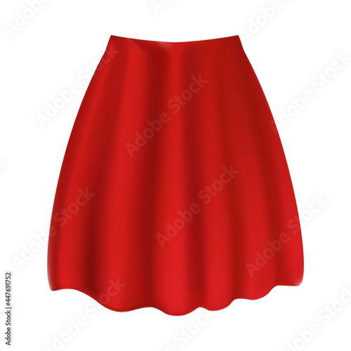 Red skirt isolated on white background in realistic style. Elegant cloth. Vector Illustration.