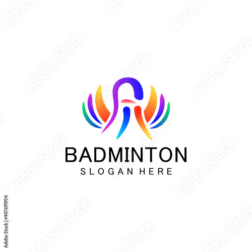 Badminton sport Logo. Colorfull style. design inspiration. Vector Illustration Fit to championship or team