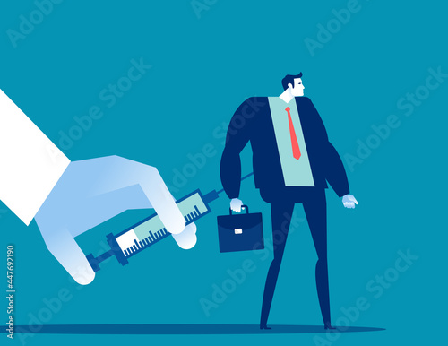 Hand holding a syringe to give people an injection inject a vaccine. Medical and health concept