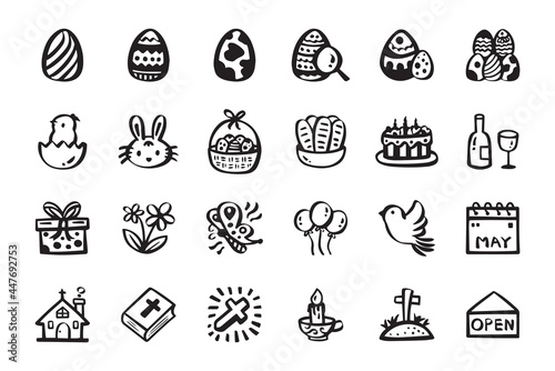 easter day hand drawn doodle icon