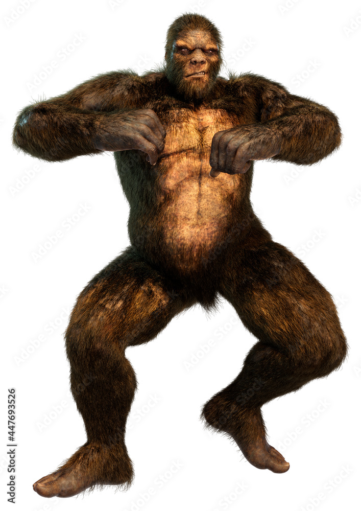 3D Rendering Sasquatch on White 3D Rendering Sasquatch on White
