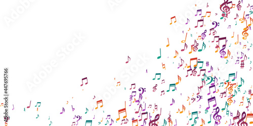 Musical notes flying vector pattern. Song